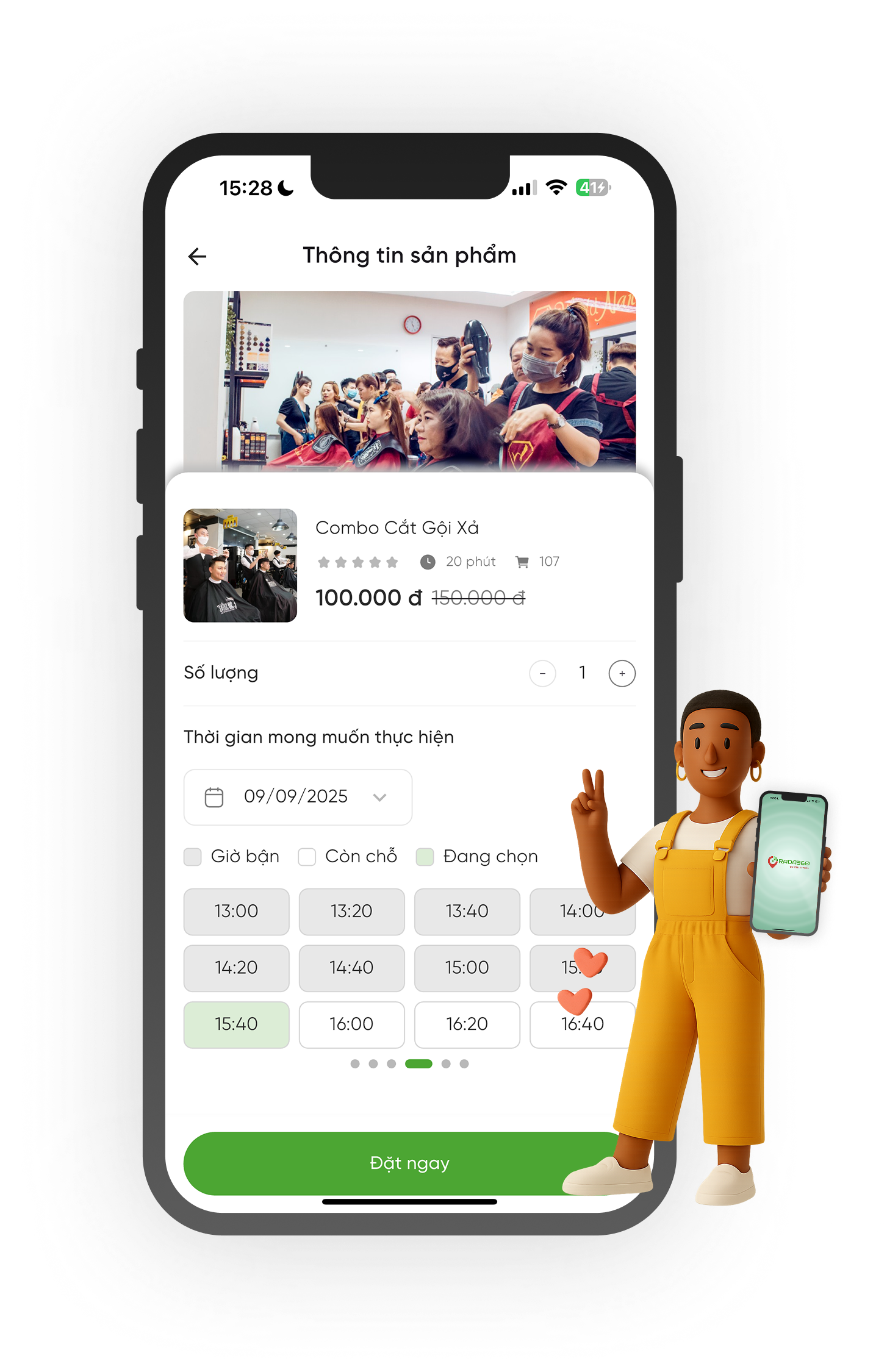 Đặt dịch vụ trực tuyến ngay trong app